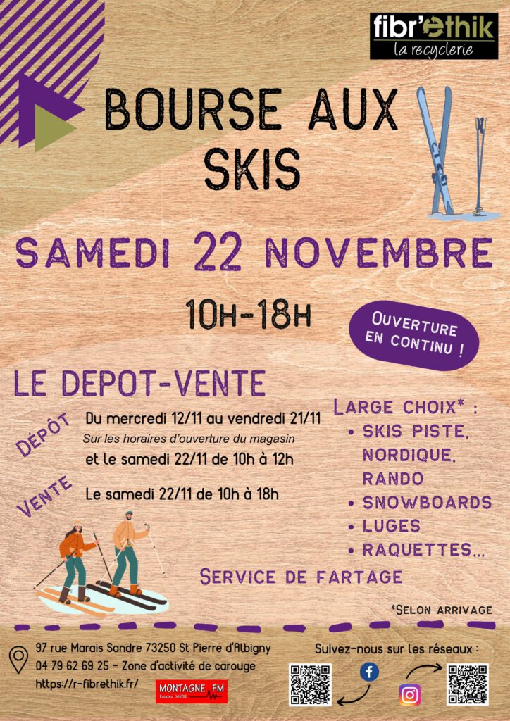 Bourse aux skis de la Recyclerie Fibr'Ethik à Saint-Pierre d'Albigny - Savoie (73)